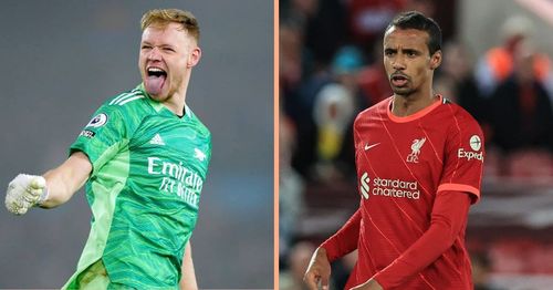 Arsenal's Aaron Ramsdale and Liverpool's Joel Matip