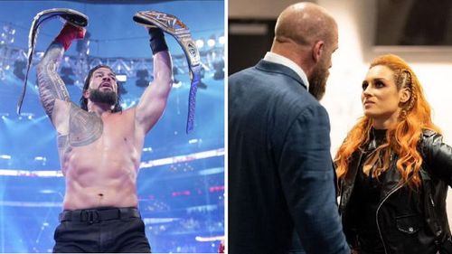 Roman Reigns; Triple H with Becky Lynch backstage