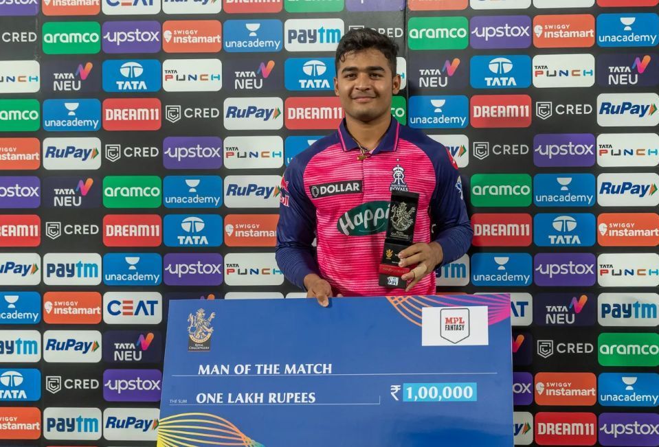 Riyan Parag was chosen as the Player of the Match [P/C: iplt20.com]