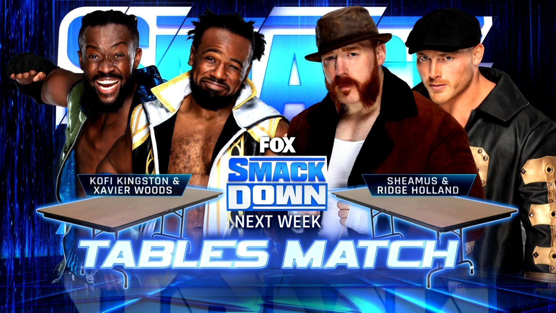 Kofi Kingston & Xavier Woods will battle Sheamus and Ridge Holland in a Tables Match