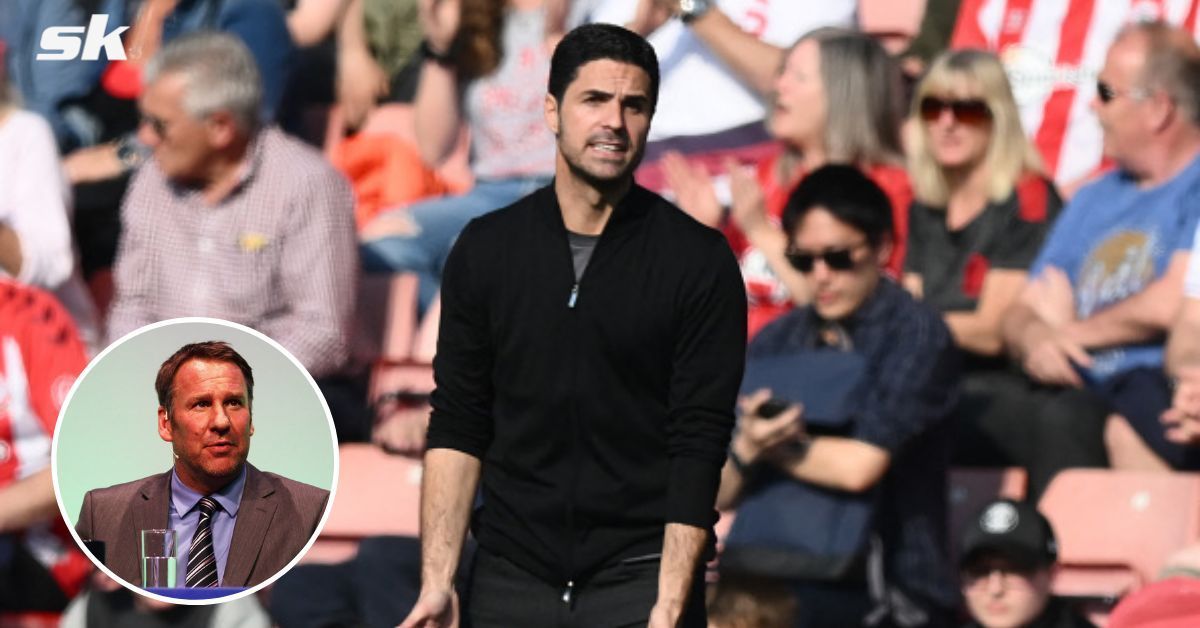 Gunners manager Mikel Arteta; [inset] Paul Merson.