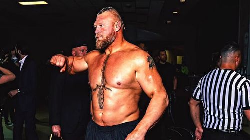 Brock Lesnar in a backstage area at a WWE show