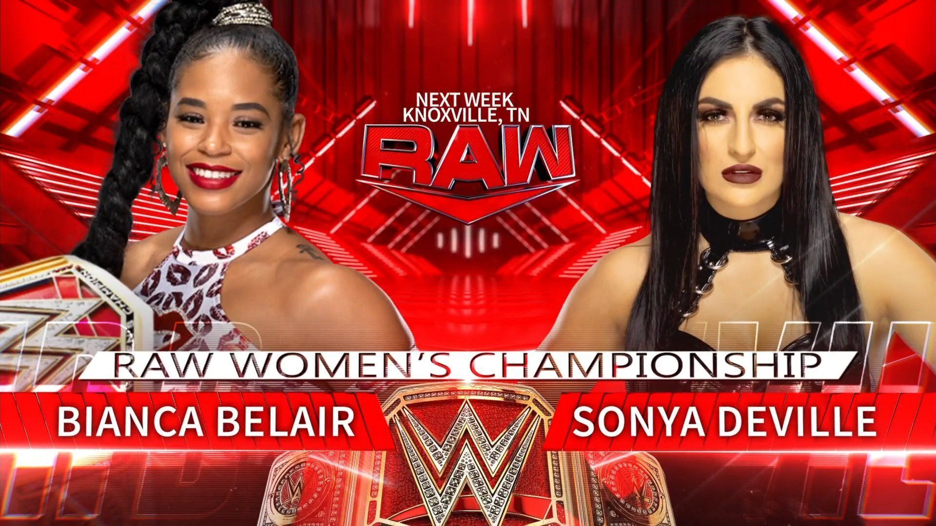 Bianca Belair vs. Sonya Deville for the RAW Women's Championship takes place next week