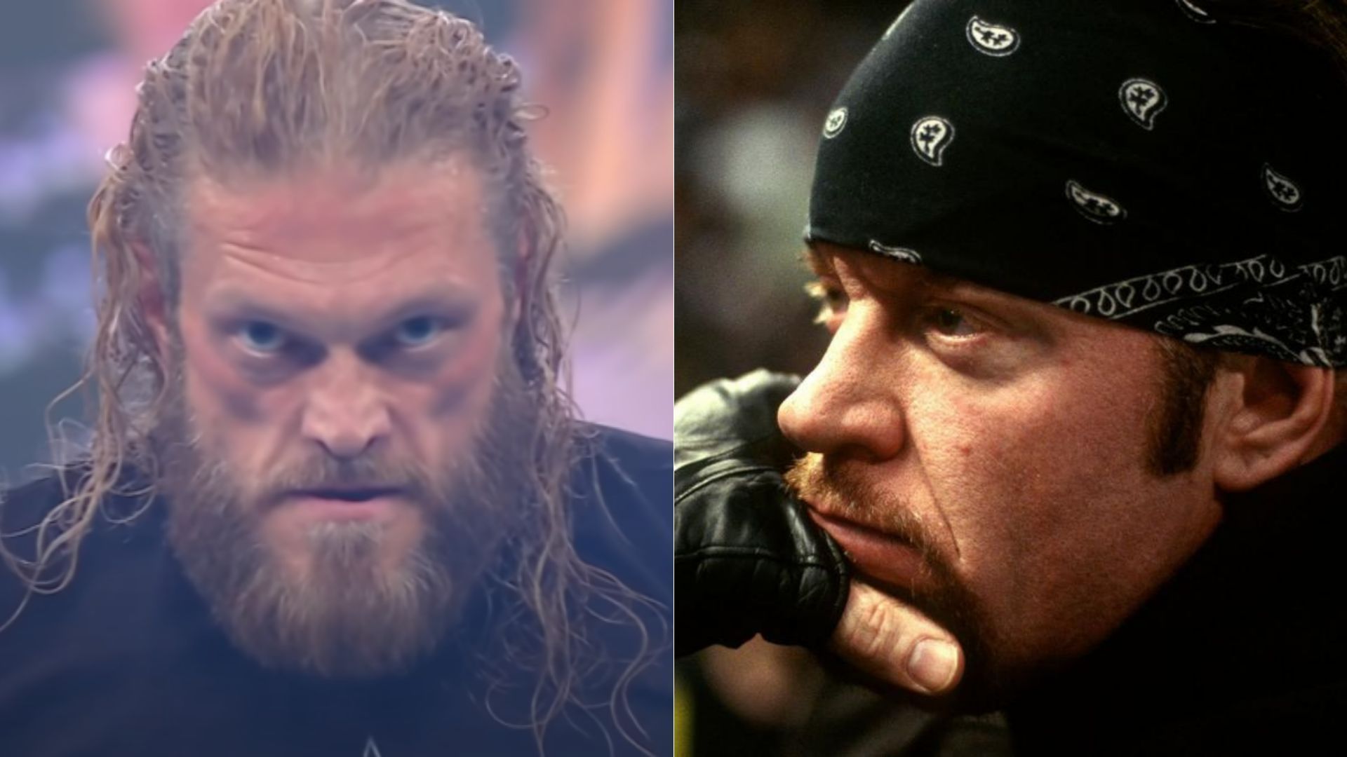 WWE Hall of Famers Edge (left) and The Undertaker (right)