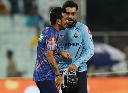 Yuzvendra Chahal (left) and Rashid Khan. Pic: IPL/ Twitter