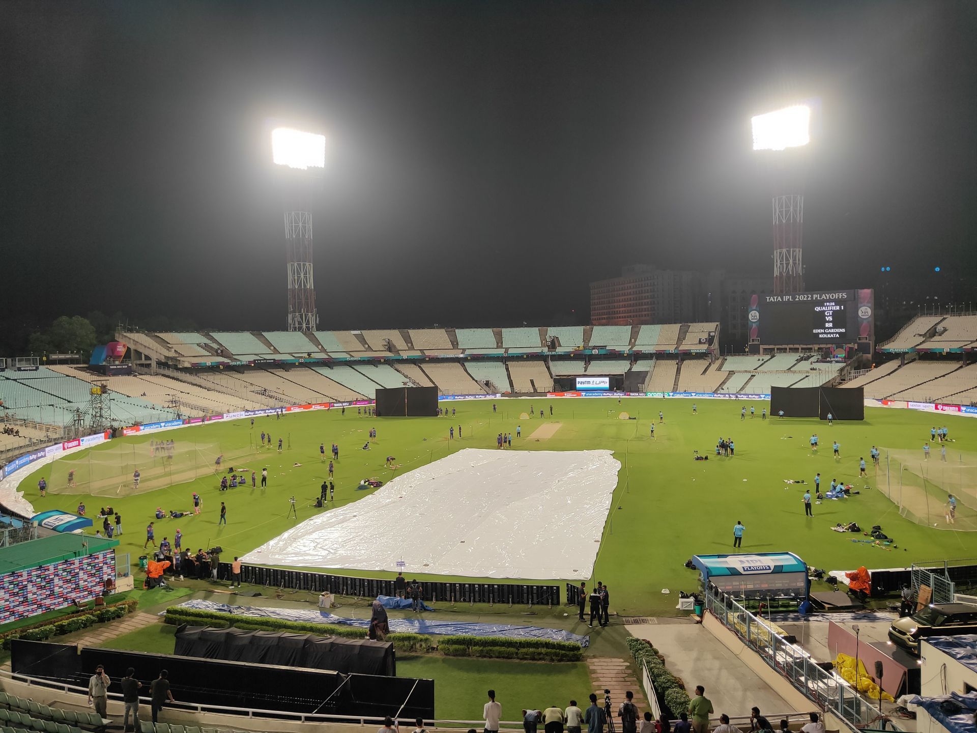 Gujarat Titans and Rajasthan Royals practised under lights on Monday