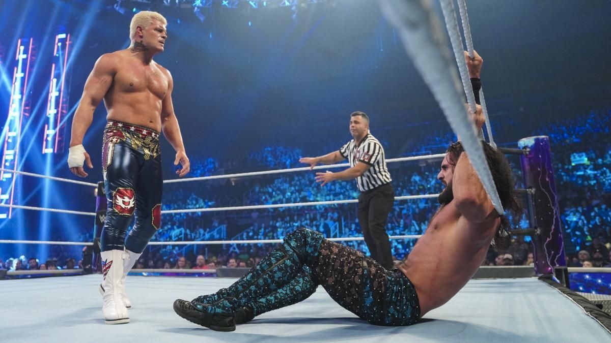 Cody Rhodes in action against Seth &quot;Freakin&quot; Rollins at WrestleMania Backlash