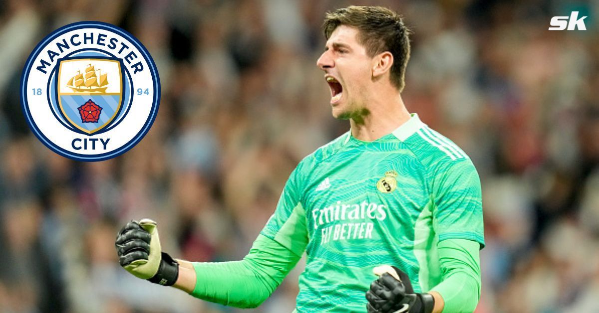 Real Madrid goalkeeper Thibaut Courtois takes aim at Manchester City