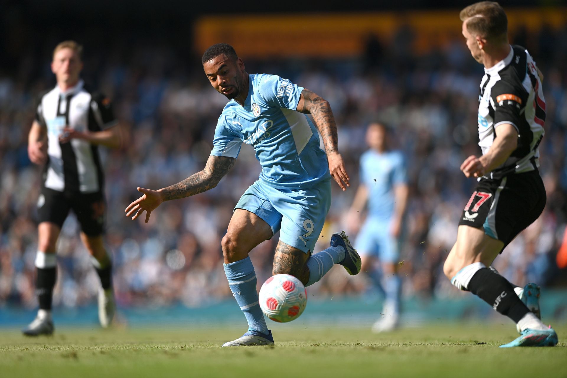 Gabriel Jesus (centre) is likely to leave the Etihad this summer.