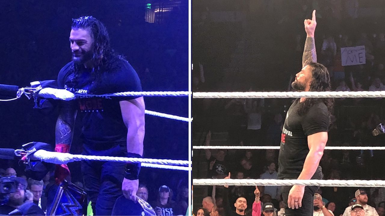 Roman Reigns poses for the crowd in Cedar Rapids (Credits: MitchP1983 on Twitter)