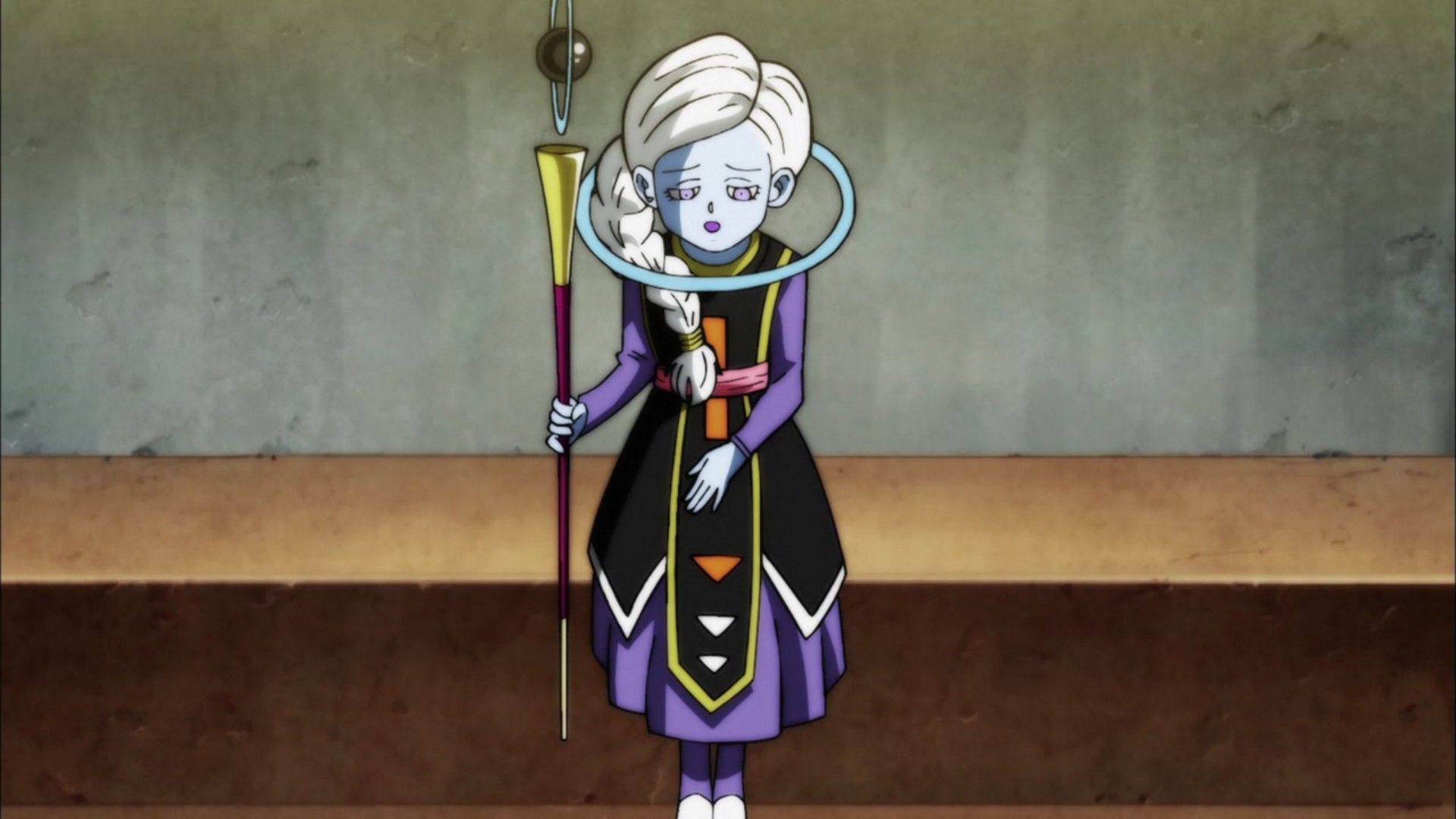 Cus, the oldest of the Grand Priest&rsquo;s children, was sad after her universe was erased (Image via Toei Animation)