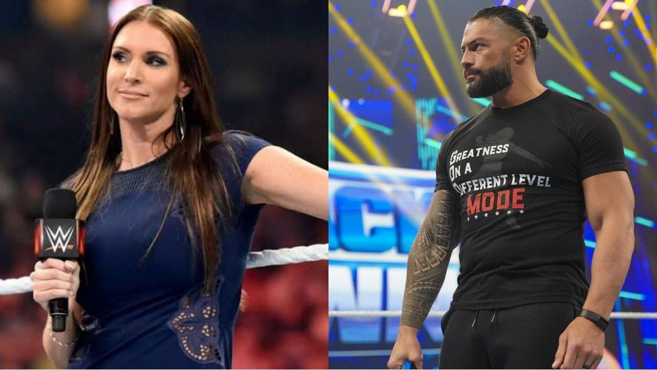 स्टैफनी मैकमैहन और अनडिस्प्यूटेड WWE यूनिवर्सल चैंपियन रोमन रेंस