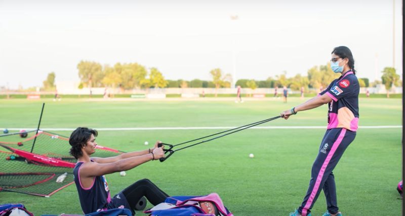 RR batter Yashasvi Jaiswal (left) and Anuja Dalvi