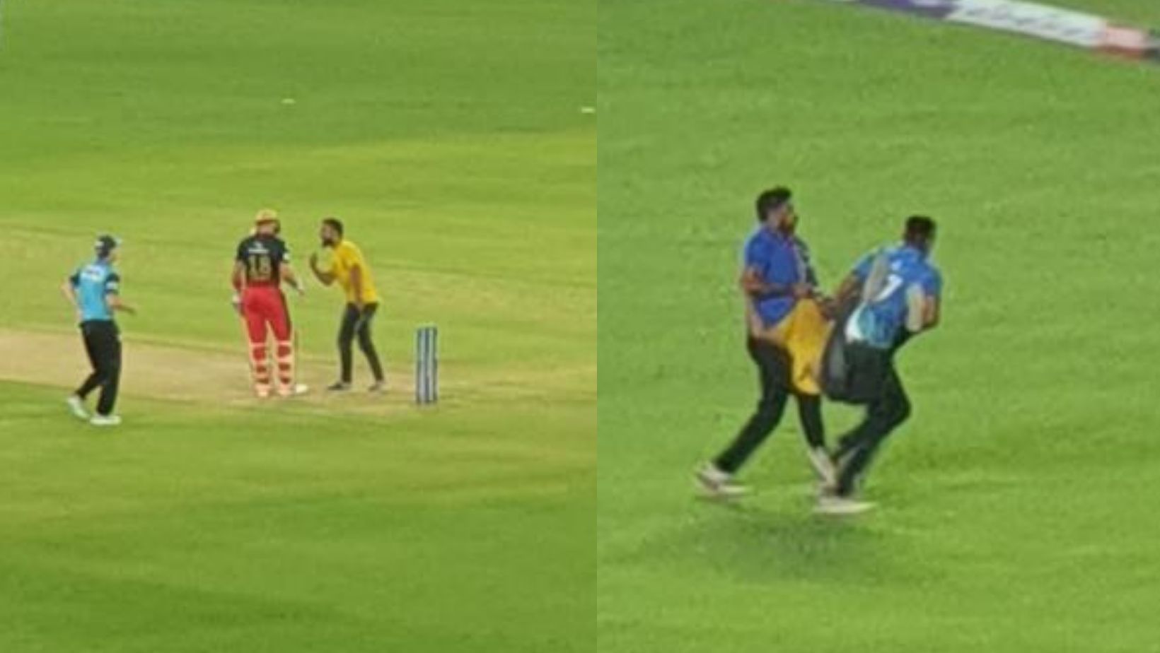 Snippets from pitch invasion near Virat Kohli in Gujarat today.