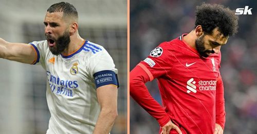 Real Madrid's Karim Benzema (left) and Liverpool's Mohamed Salah (right)