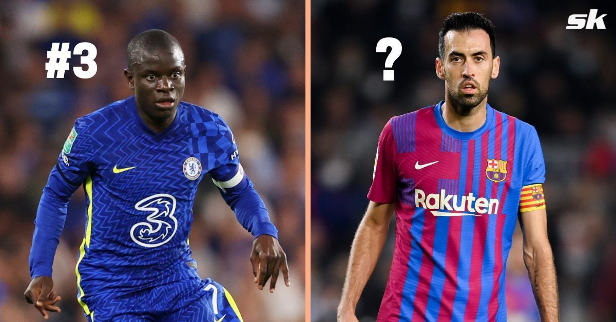 Chelsea&#039;s N&#039;Golo Kante (left) and Barcelona&#039;s Sergio Busquets (right)