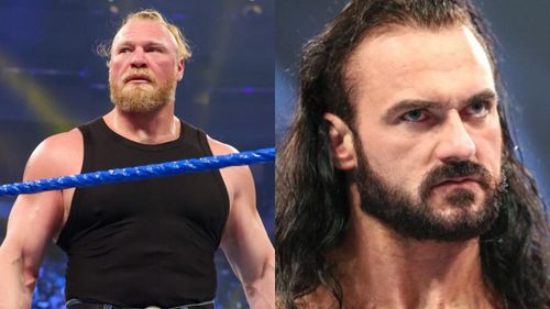 Brock Lesnar (left); Drew McIntyre (right)