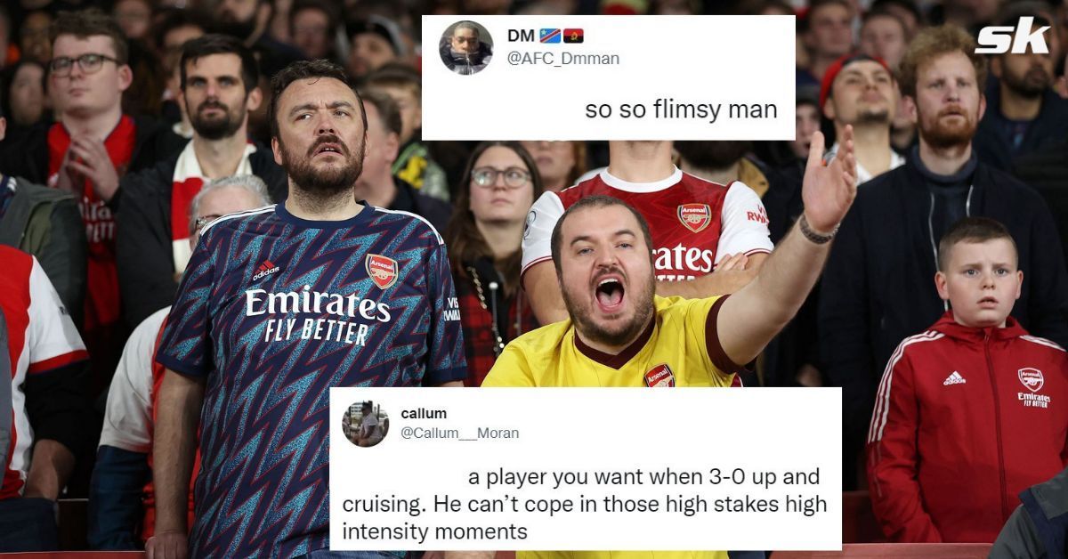 The Gunners faithful were not impressed by the midfielder&#039;s performance