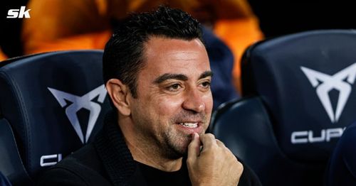 Barcelona manager Xavi Hernandez looks on