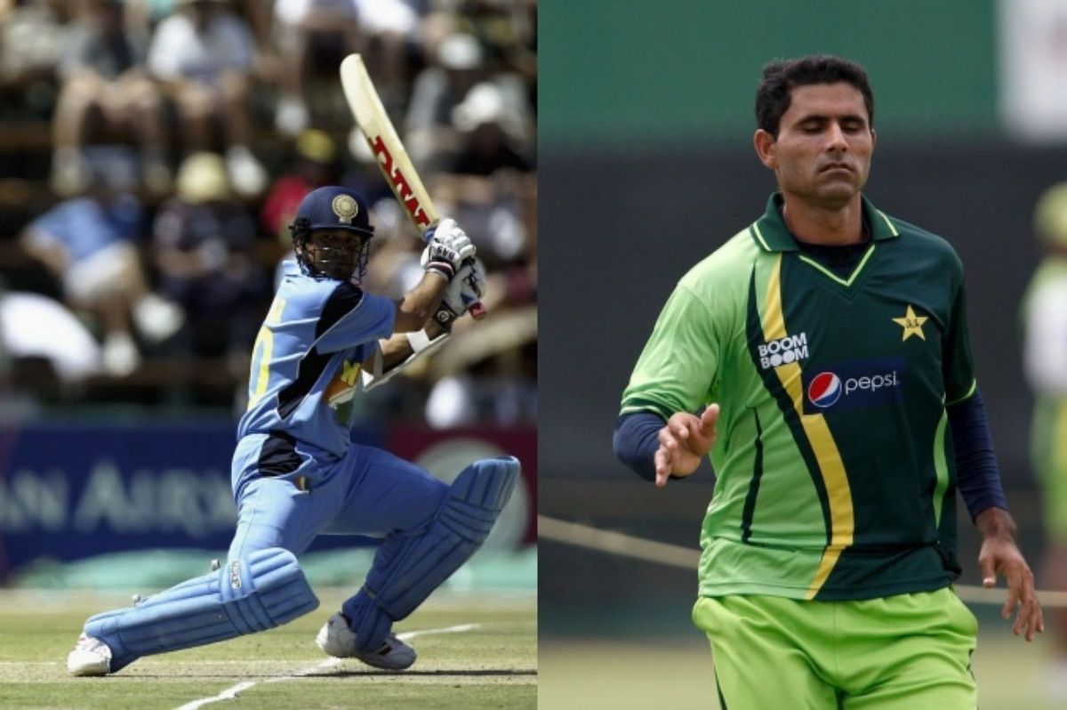 Sachin Tendulkar (left) during the 2003 World Cup and Abdul Razzaq. Pic: ICC