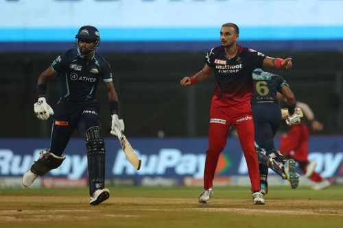 Harshal Patel (right) during the match against GT. Pic: IPLT20.COM