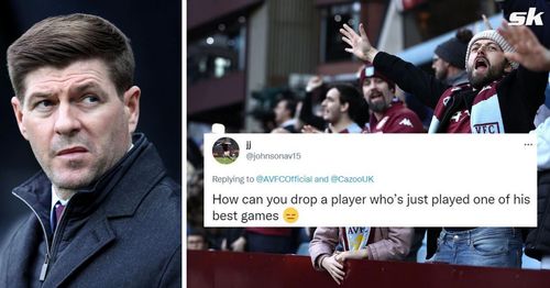 Aston Villa fans rage at Steven Gerrard for the star's omission against Liverpool