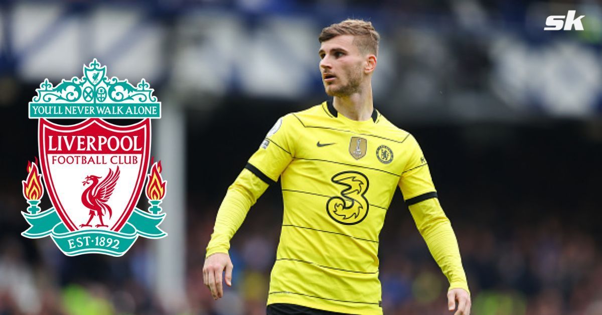 Chelsea forward Timo Werner on Liverpool defender Ibrahima Konate