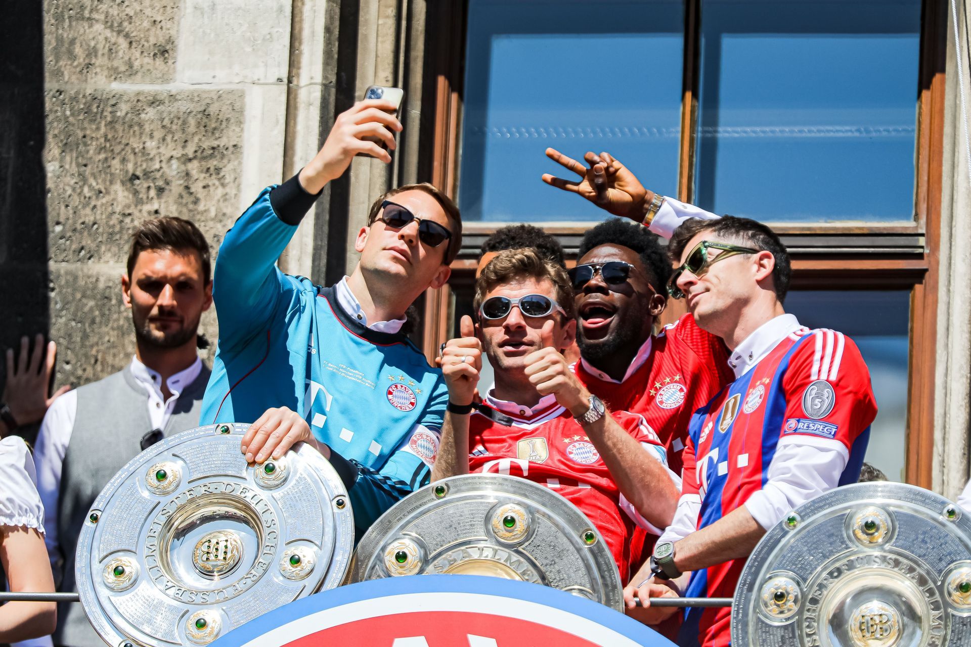 FC Bayern Munich celebrate winning the Bundesliga