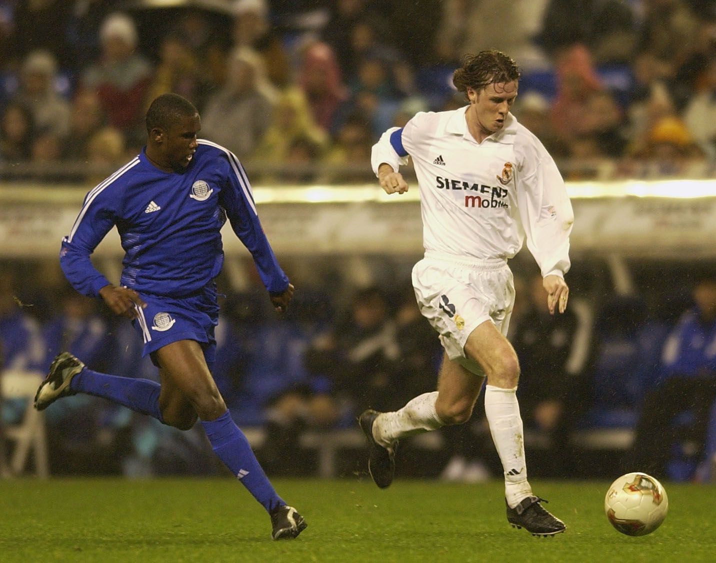 Real Madrid's McManaman competing with Etoo