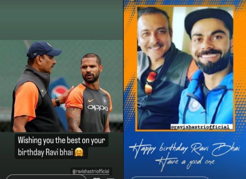 Shikhar Dhawan and Virat Kohli shared Instagram stories to wish the former India coach..