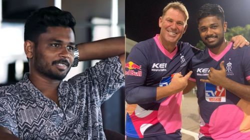 Sanju Samson (L) was in complete awe of Shane Warne during his time with RR. (P.C.: BwC YouTube & Sanju Samson Instagram)