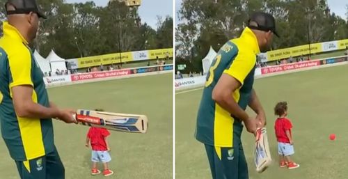 Andrew Symonds playing with Brian Lara's son (Credit: Instagram)