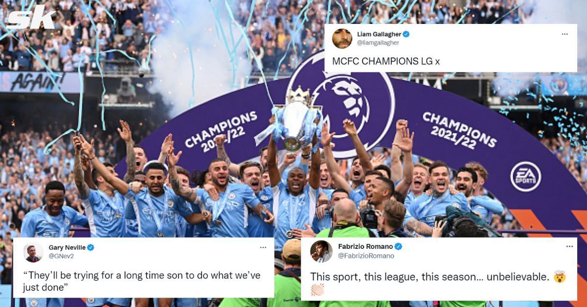 The footballing world reacts to Manchester City winning the Premier League title.