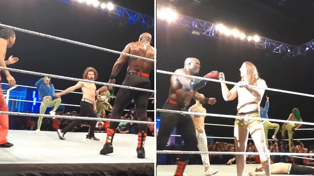 Zayn gets beaten up; Bobby Lashley, Riddle, and others celebrate at the end of the show.