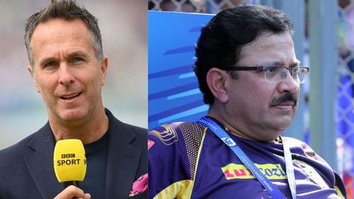 Michael Vaughan (L, PC: BBC) and KKR CEO Venky Mysore (R, PC: Sandeep Shetty /SPORTZPICS).