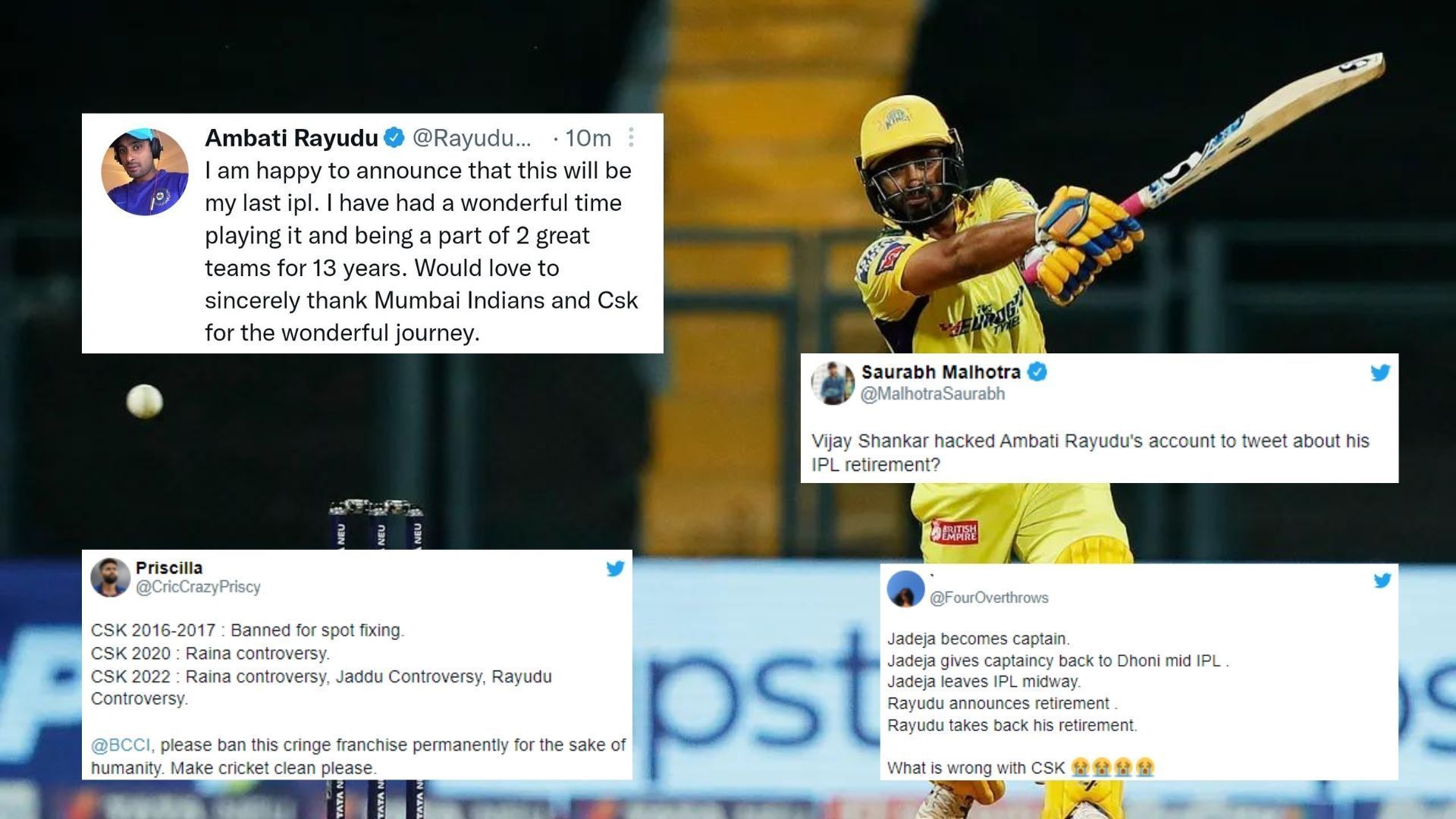 Fans were confused to see Ambati Rayudu delete his retirement tweet. (P.C.:iplt20.com)
