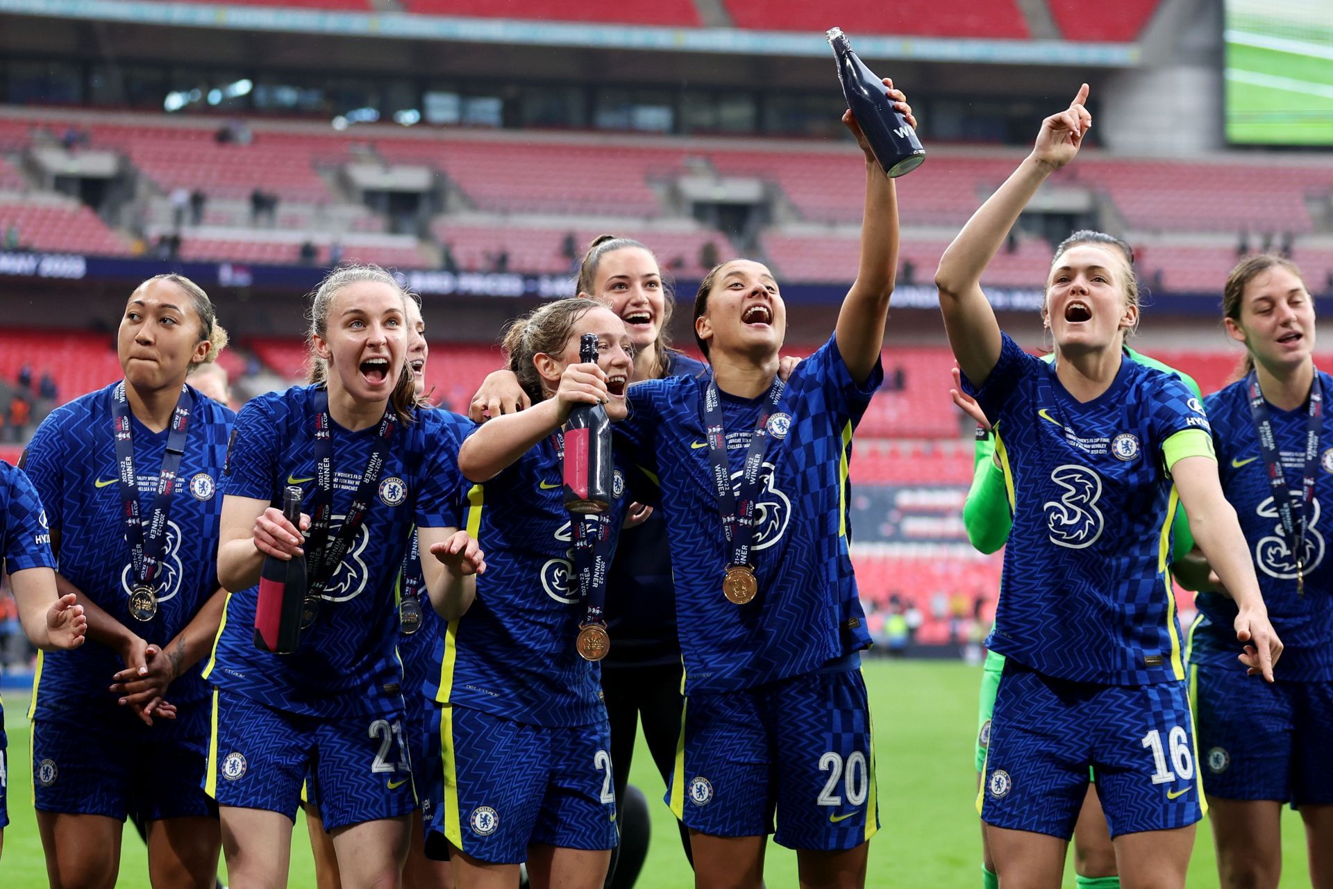 Chelsea celebrate winning the FA Cup