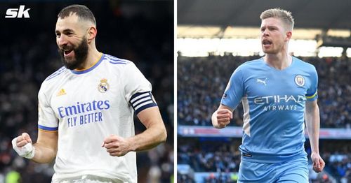 Real Madrid's Karim Benzema (left) and Manchester City ace Kevin De Bruyne.