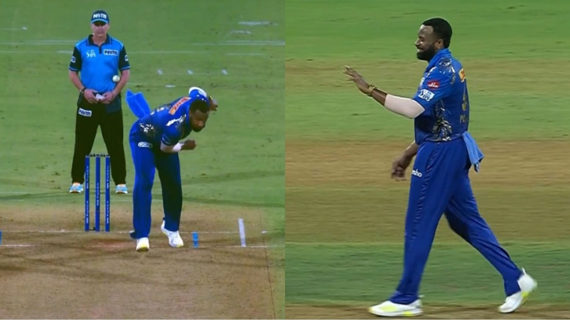 Kieron Pollard hit the on-field umpire with the ball (Image Courtesy: BCCI/IPL)