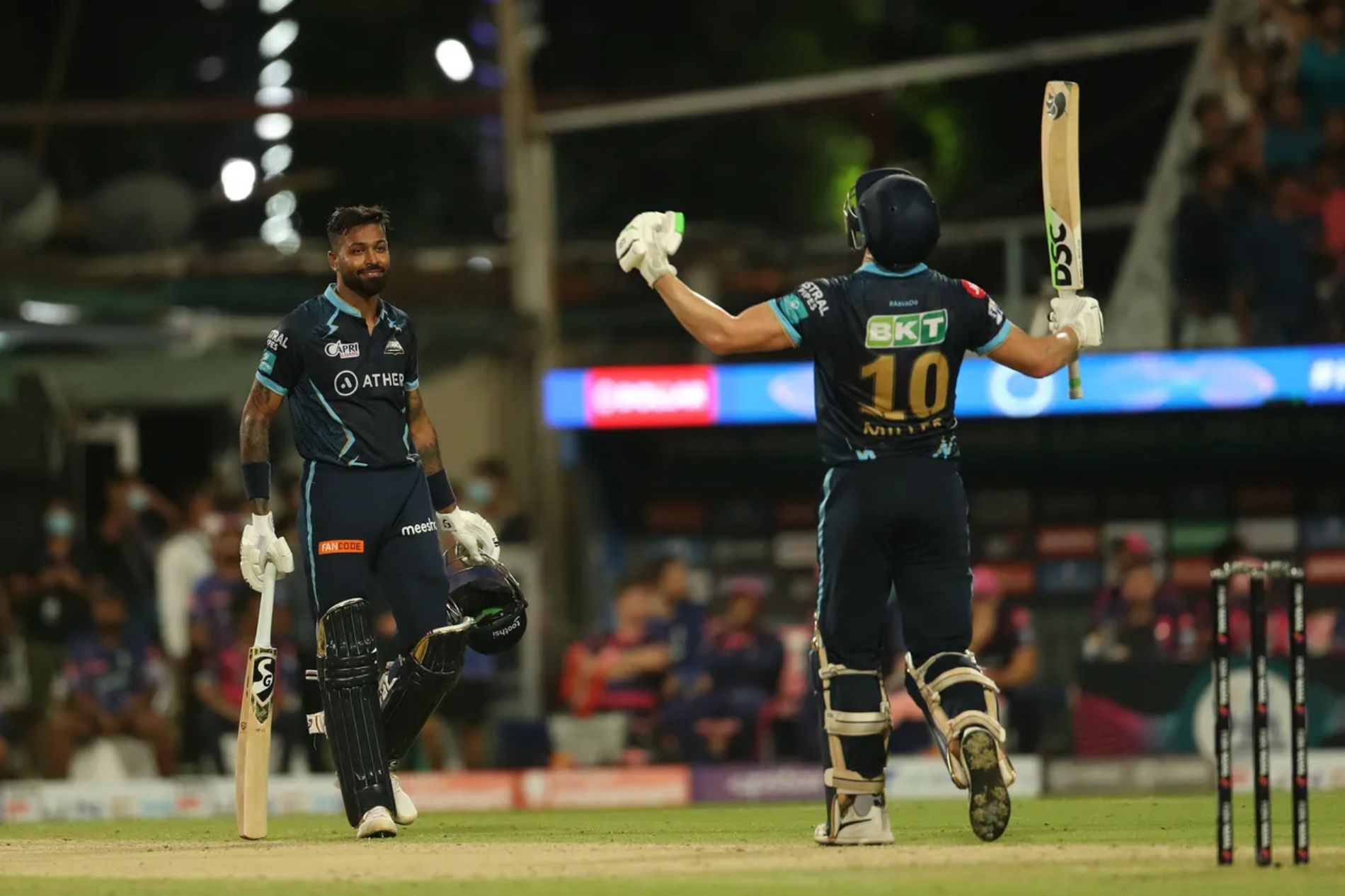 David Miller reacts after striking the winning six. Pic: IPLT20.COM