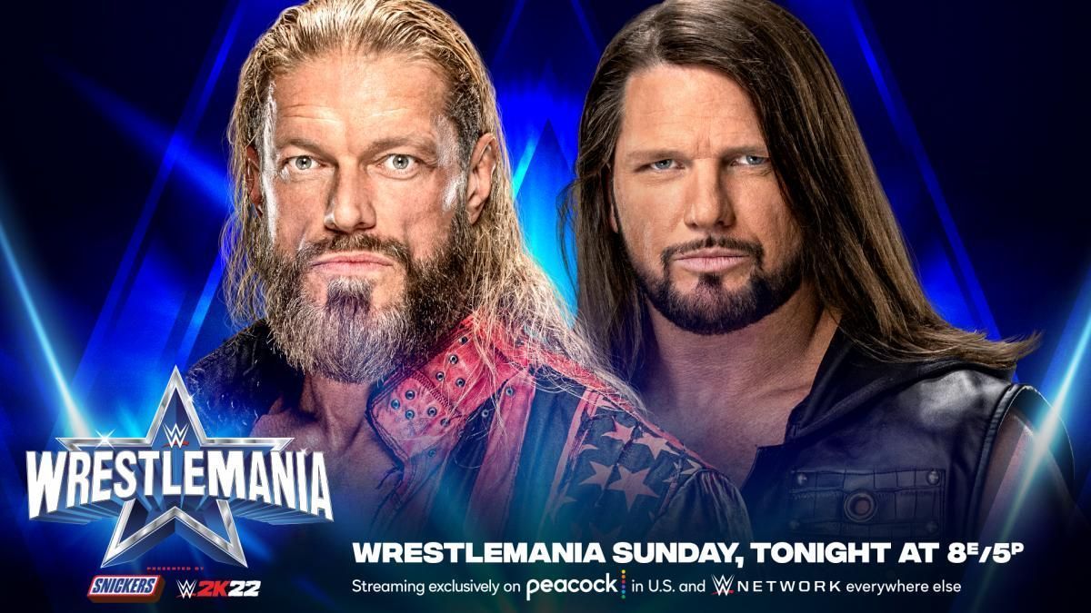 Promo poster for Edge vs. AJ Styles at WrestleMania Backlash/Credit WWE