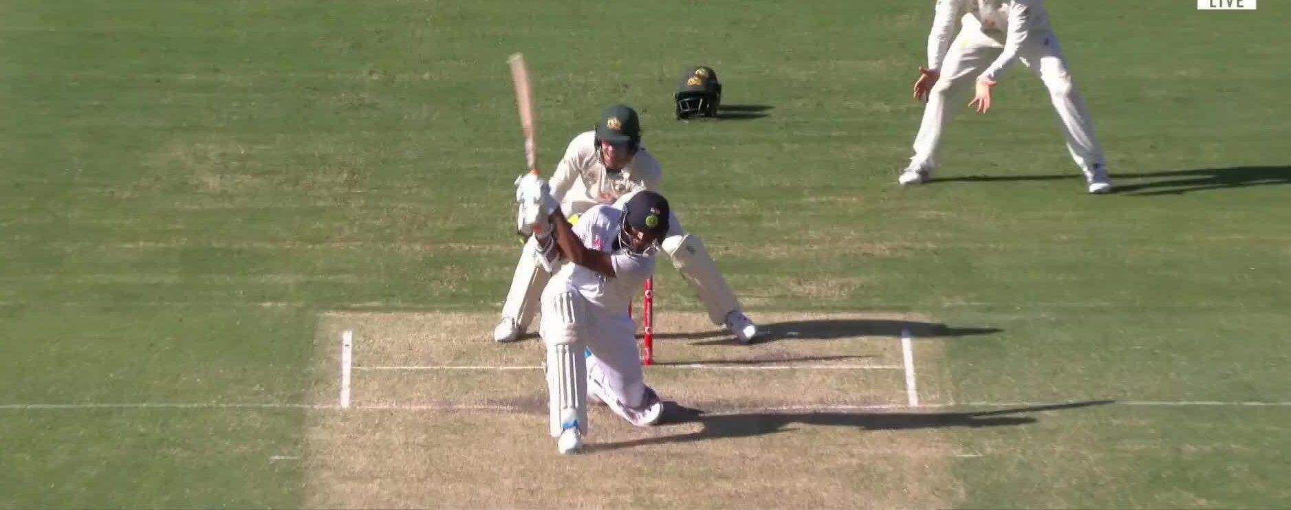 Washington Sundar executing his famous no-look six