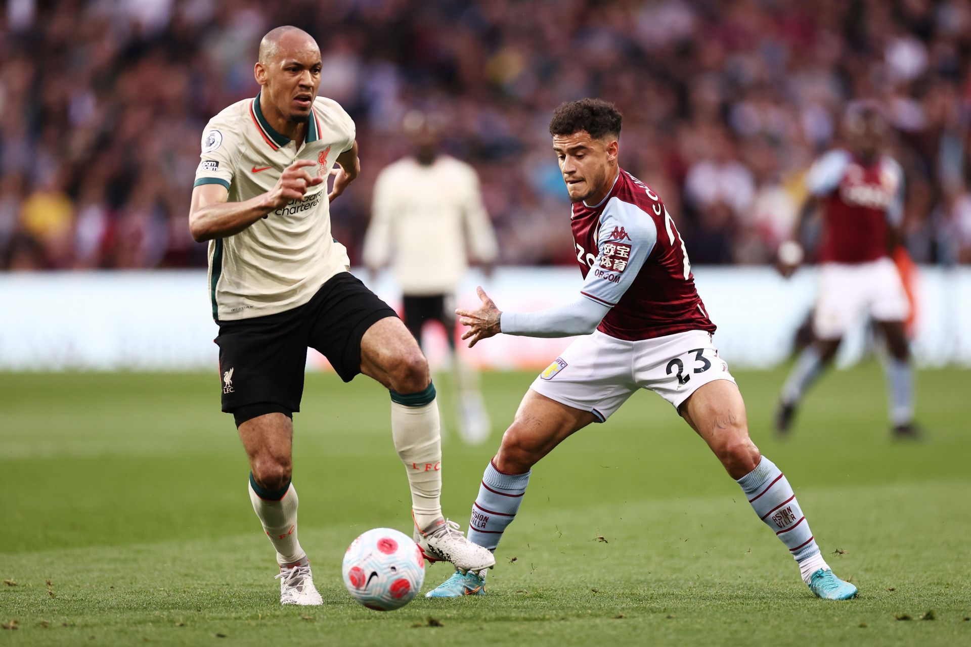 Fabinho (L) limped off in the first-half for the visitors