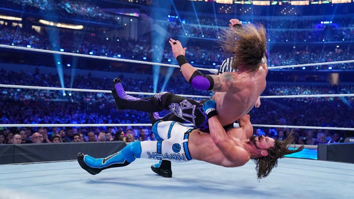 AJ Styles and Edge tearing it up at WrestleMania 38