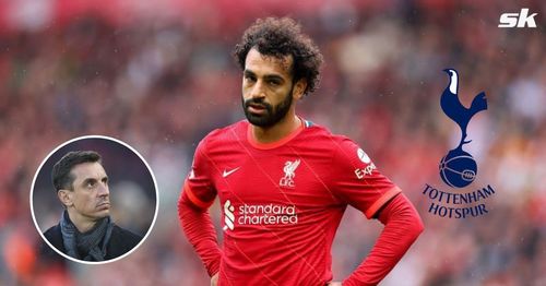 Liverpool winger Mohamed Salah; [inset] Gary Neville.