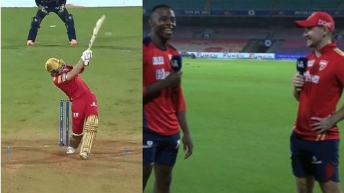 Liam LIvingstone (L) and Kagiso Rabada recalled best moments from PBKS' victory over GT. (P.C.:iplt20.com)