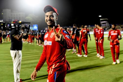 Punjab Kings skipper Mayank Agarwal reacts after his team’s win over Bangalore. Pic: IPLT20.COM