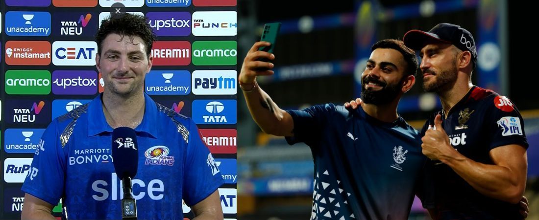 (Left) Tim David; (Right) Virat Kohli and Faf du Plessis. Pics: IPLT20.COM