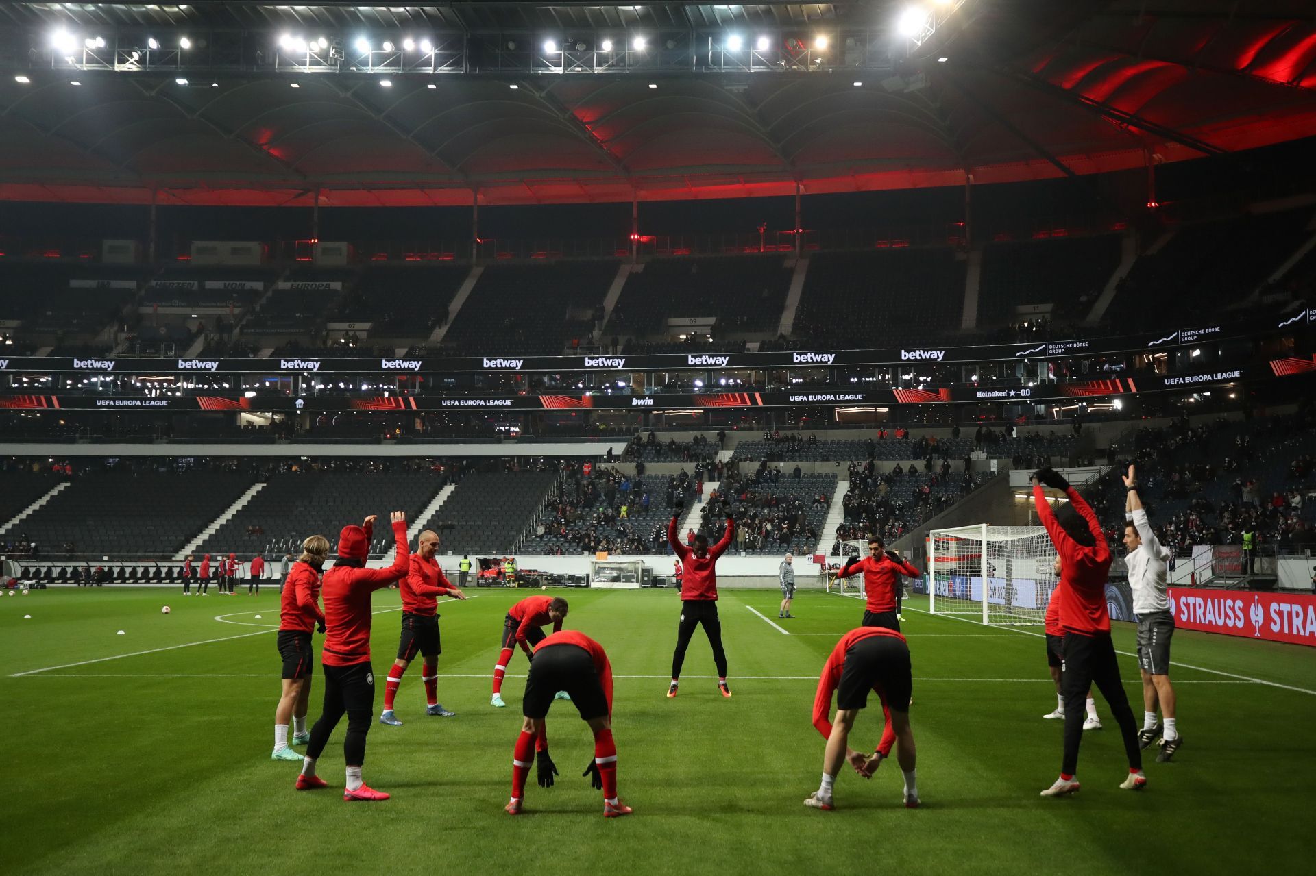 Royal Antwerp FC warming up for UEFA Europa League action