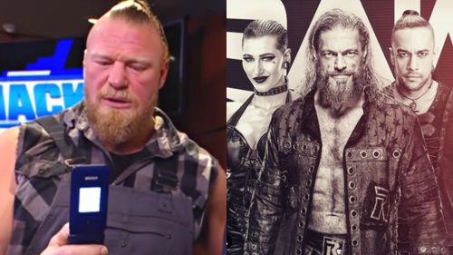 Brock Lesnar, Rhea Ripley, Edge, and Damian Priest.